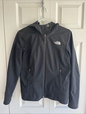 The North Face Black Hooded Softshell Jacket with Chest Logo